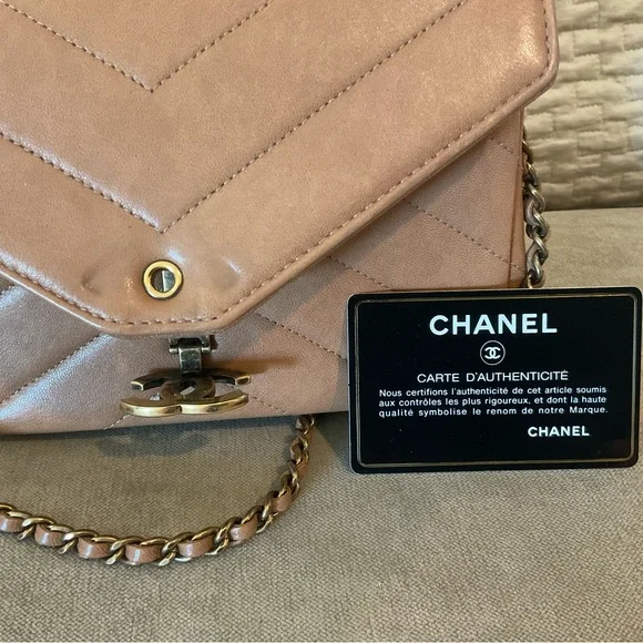CHANEL Beige Chevron Crossbody Mini Flap Bag - Picture 11 of 13